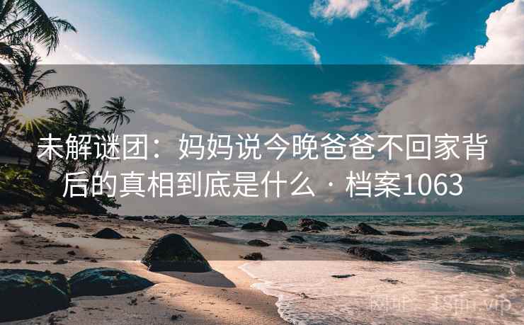 未解谜团:妈妈说今晚爸爸不回家背后的真相到底是什么 · 档案1063 未解谜团:妈妈说今晚爸爸不回家背后的真相到底是什么 · 档案1063
